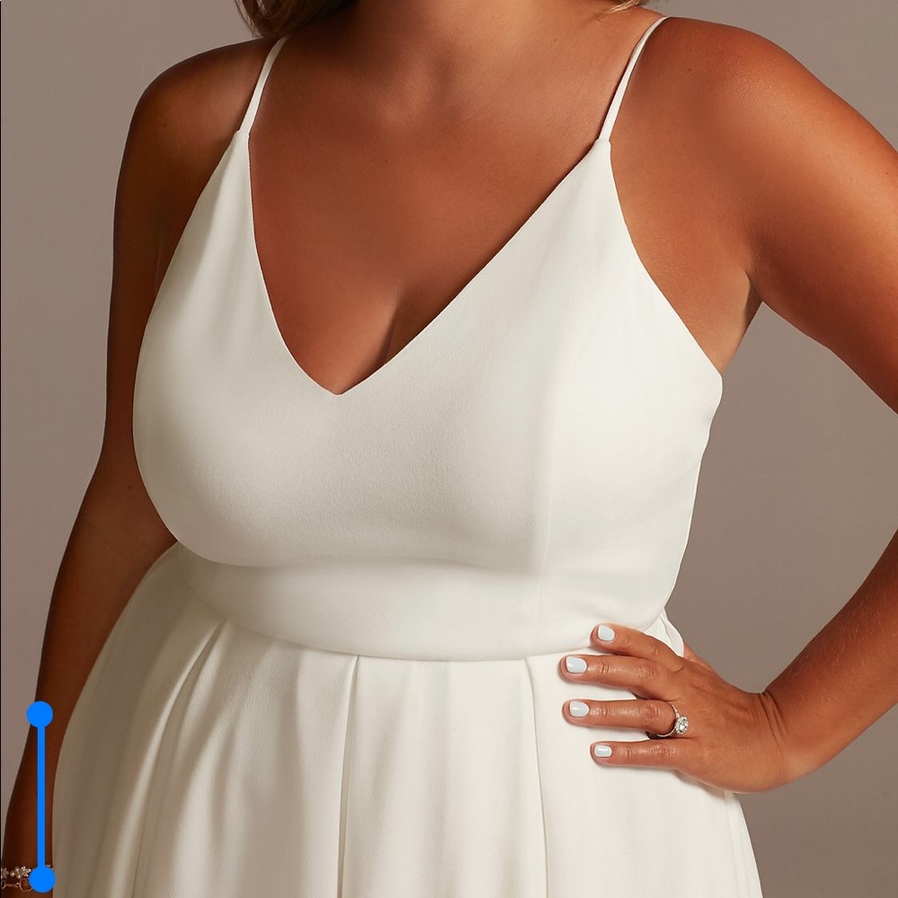 DB Studio Spaghetti Strap Crepe Plus Fit-and-Flare Dress, color: Soft White - Picture 2 of 8